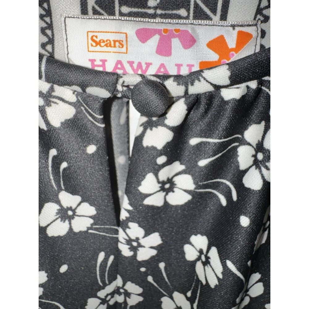Vintage 70’s Sears Hawaiian Floral Tapa Bark Print Maxi Dress Muumuu Sz 14 - Picture 5 of 6
